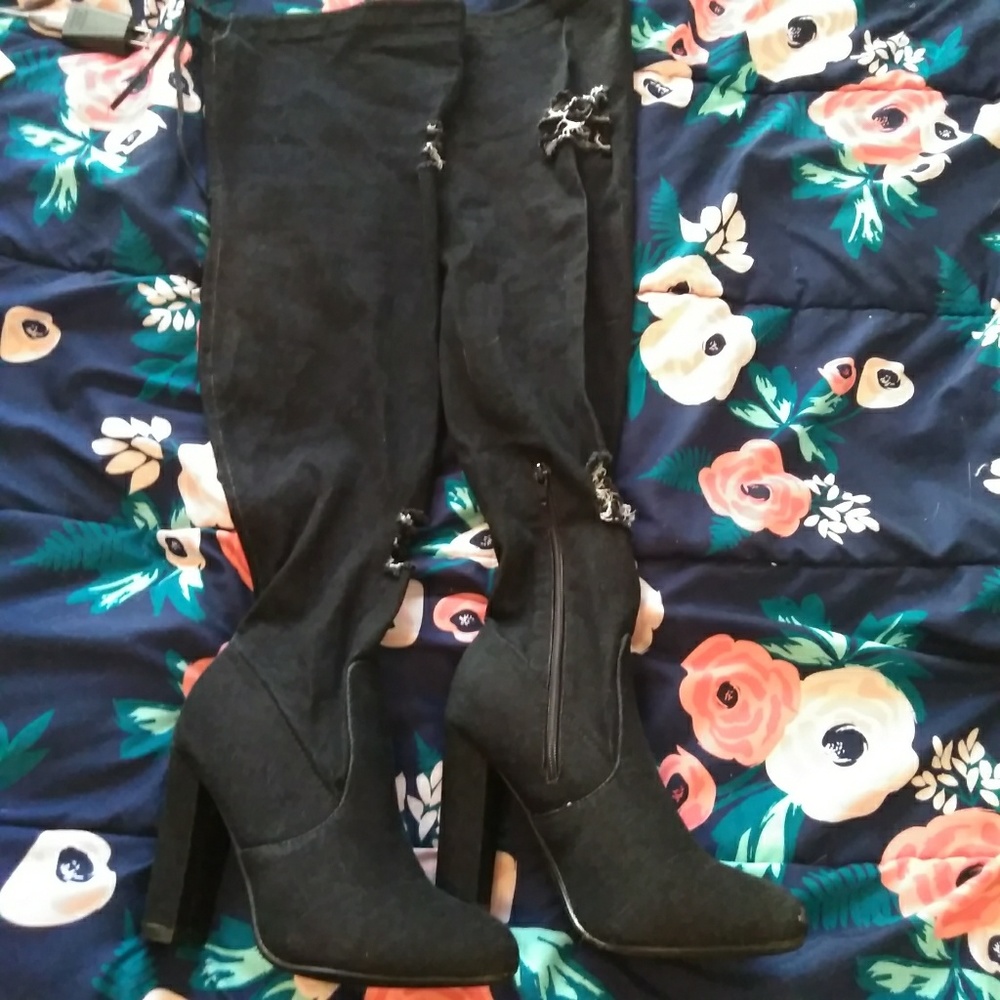 Distressed Thigh high boots